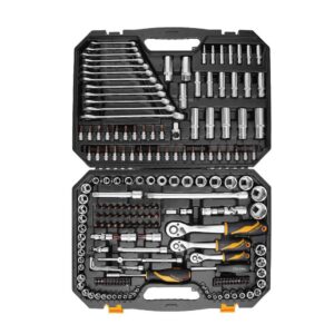 TOLSEN Professional 216Pcs Box Case Combo Package Wrench Socket Tool Sets